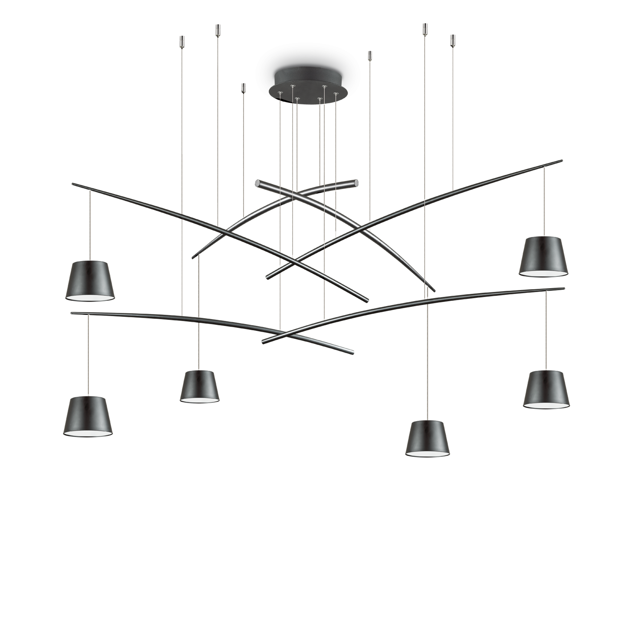 Suspension Flexi 6 lampes réglables en métal pour un design contemporain