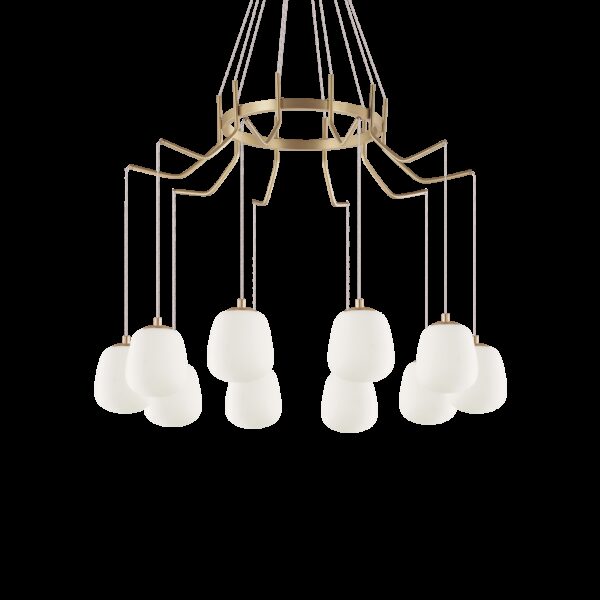 Suspension Champs Elysées 10 lampes avec abat-jour en verre au design chic