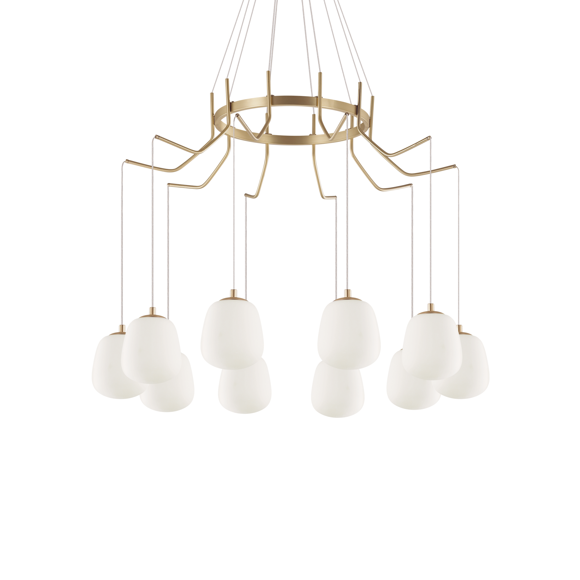 Suspension Champs Elysées 10 lampes avec abat-jour en verre au design chic