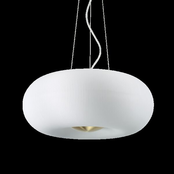 Suspension design Japonais Ø 52 cm en verre blanc soufflé au design contemporain