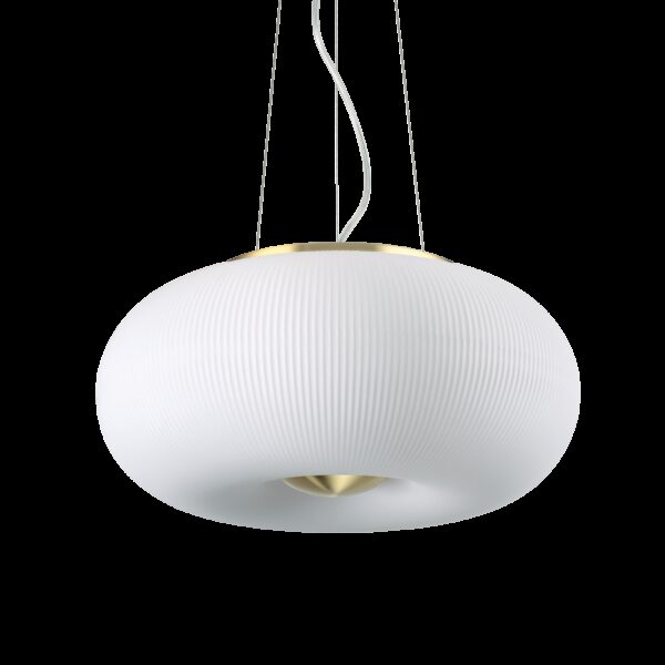 Suspension design Japonais Ø 40 cm en verre blanc soufflé au design contemporain