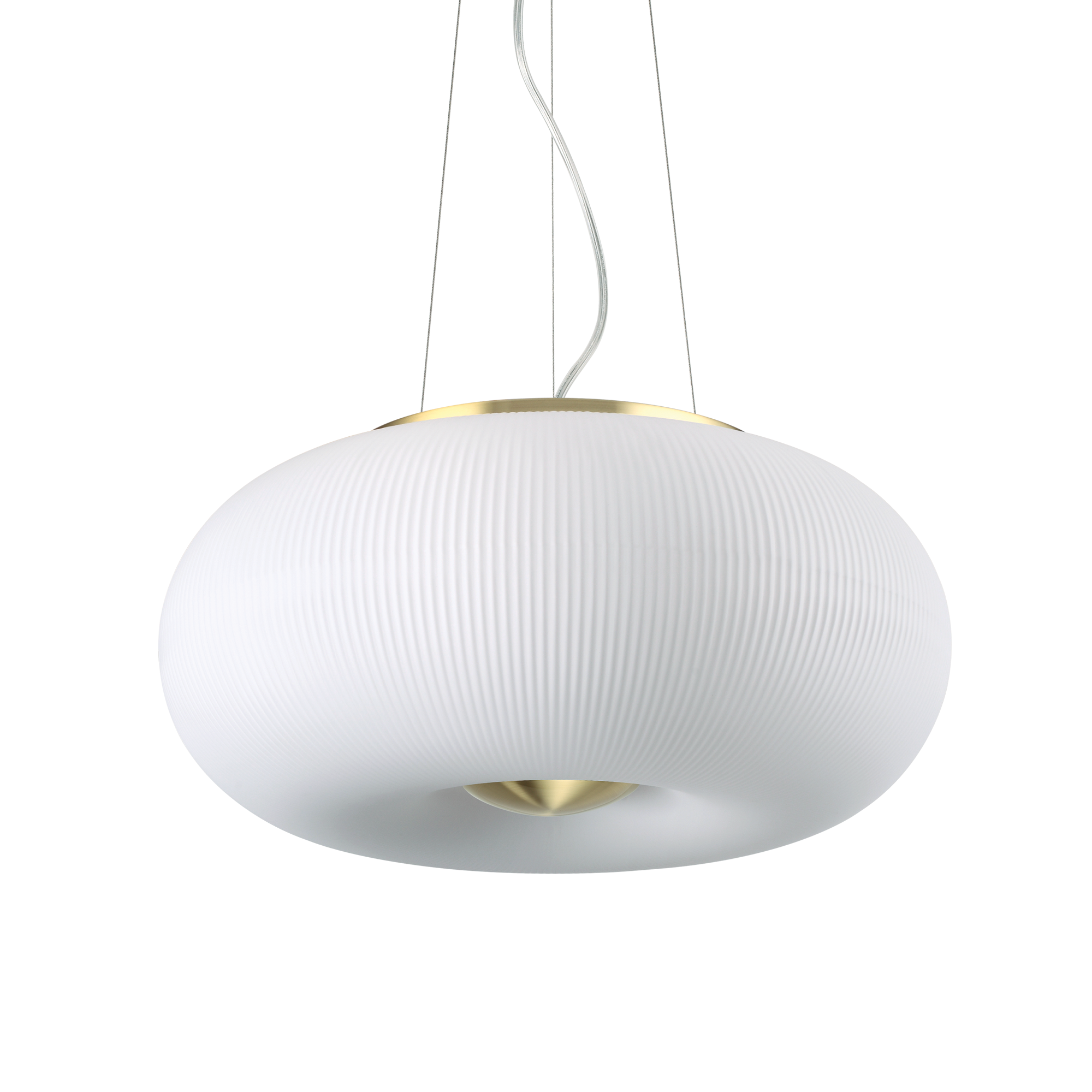 Suspension design Japonais Ø 40 cm en verre blanc soufflé au design contemporain