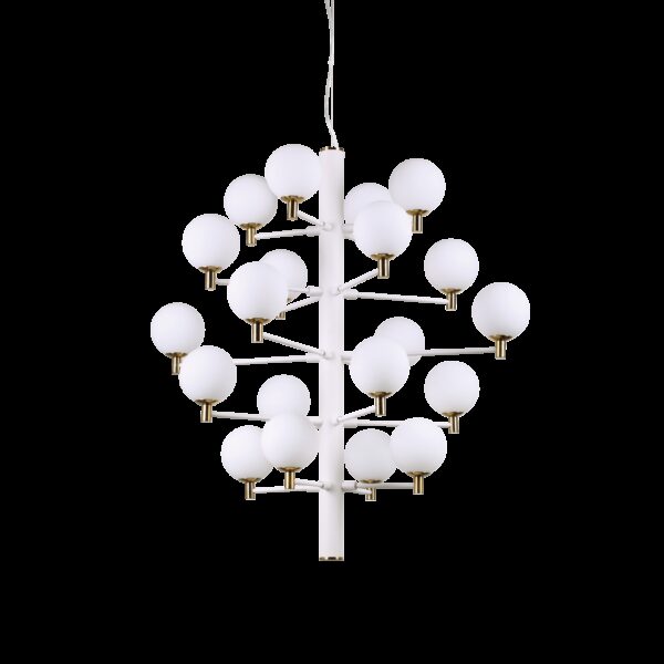 Suspension Republique 20 lampes avec abat-jour en verre au design chic