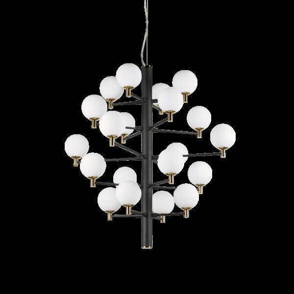 Suspension Republique 20 lampes avec abat-jour en verre au design chic