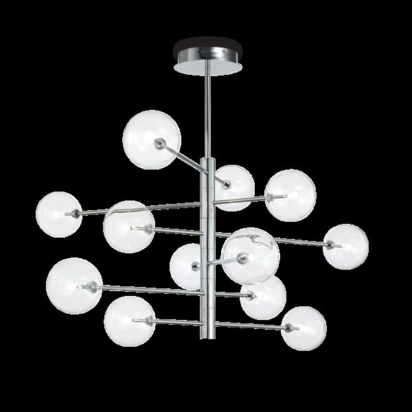 Suspension Splendida 12 lampes avec abat-jour en verre au design chic