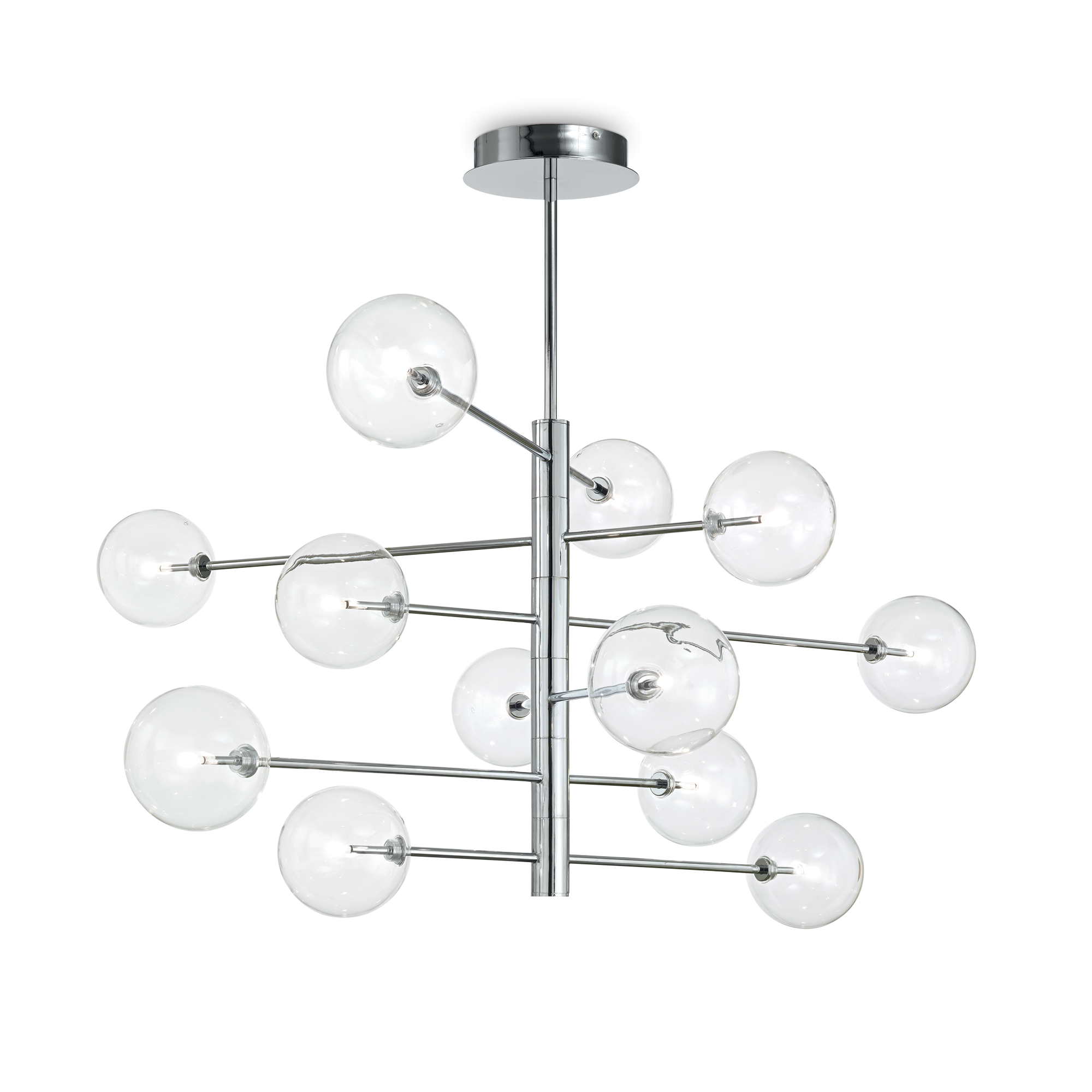 Suspension Splendida 12 lampes avec abat-jour en verre au design chic