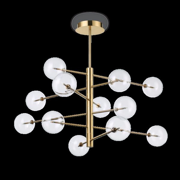 Suspension Splendida 12 lampes avec abat-jour en verre au design chic