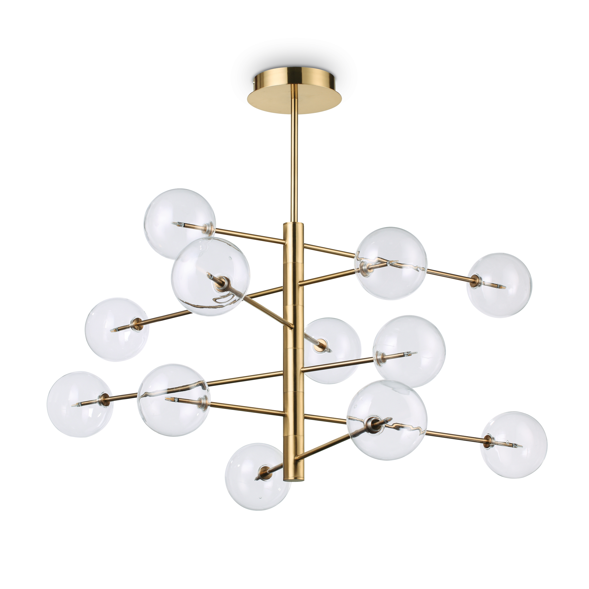 Suspension Splendida 12 lampes avec abat-jour en verre au design chic