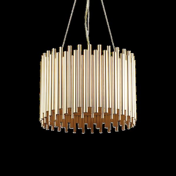 Suspension Luxioso avec abat-jour en tuyaux métalliques au design chic