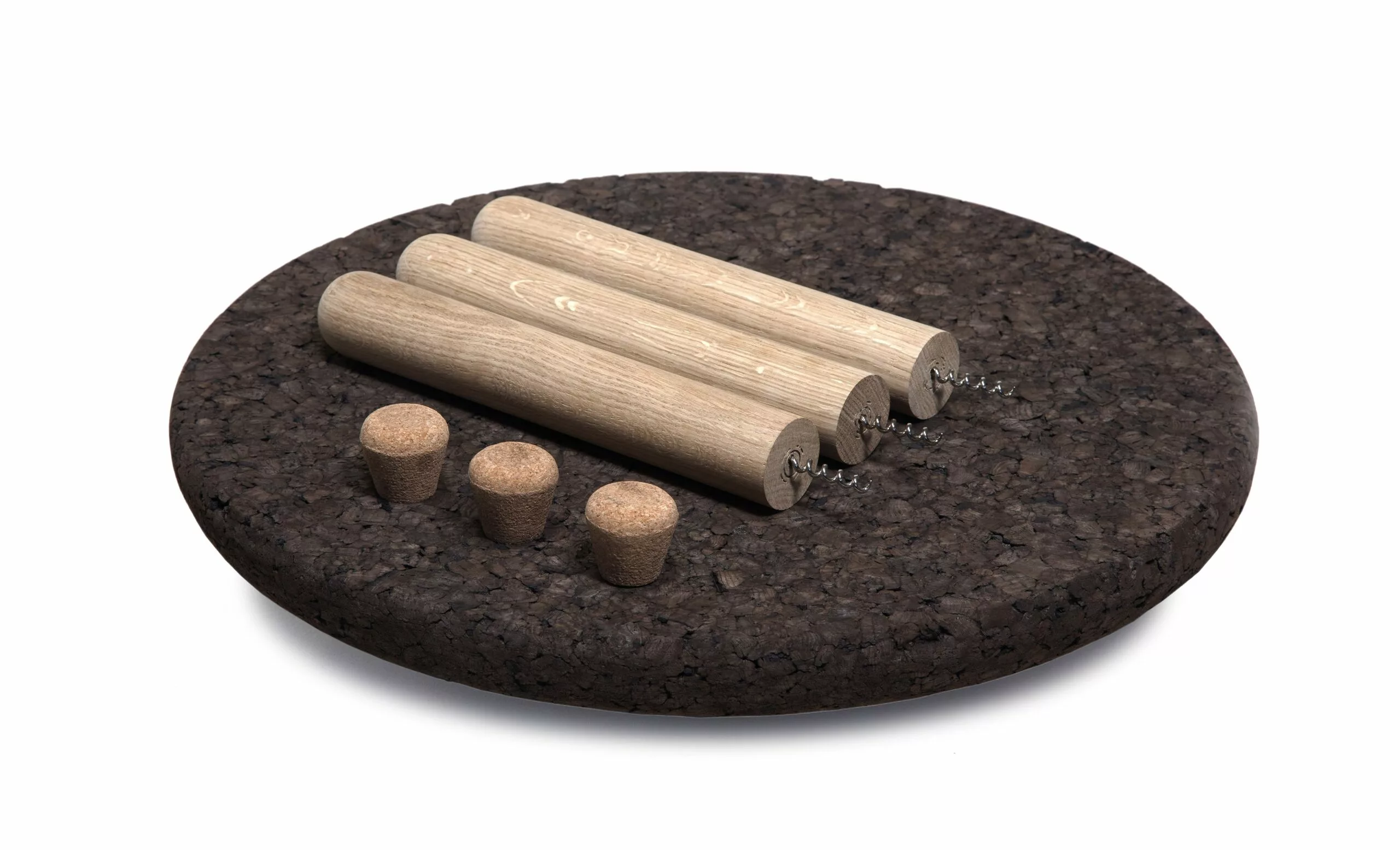 Table basse design ROLHA en liège noir et bois