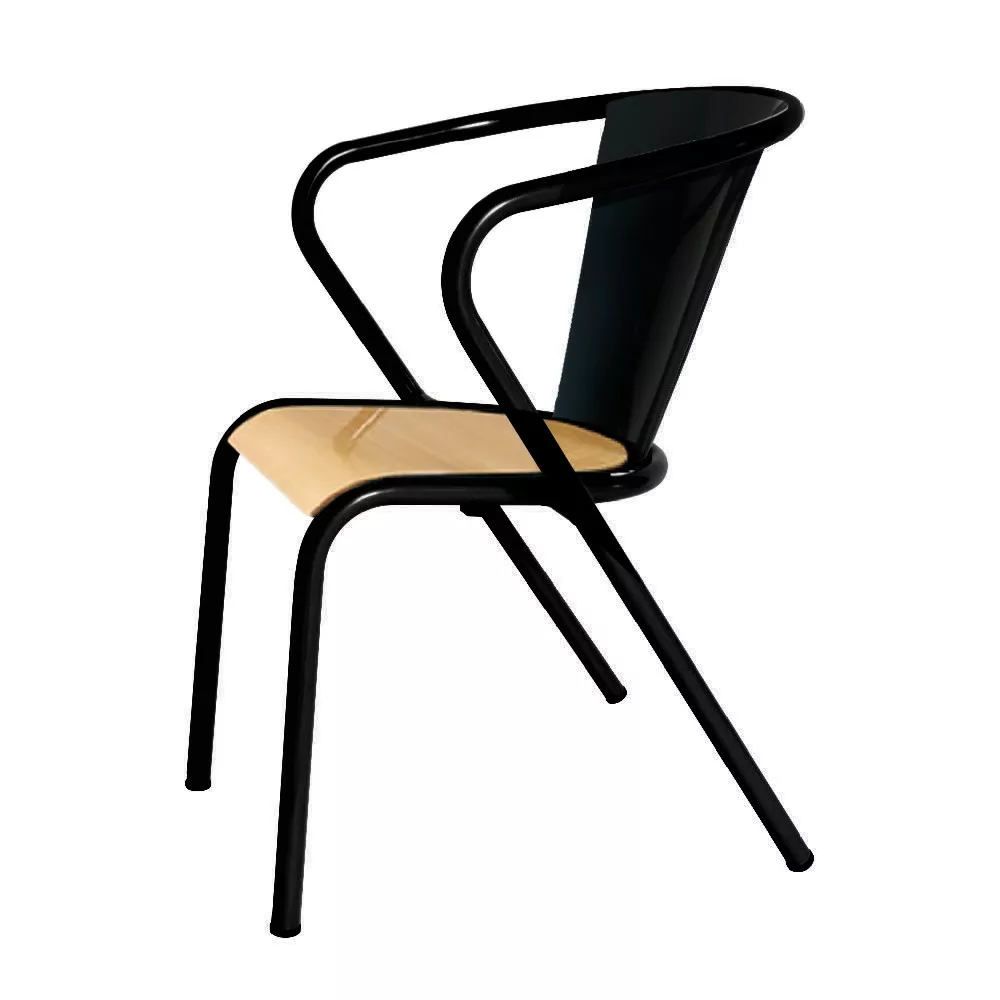Chaise de bistrot portugais en métal et bois Gonçalo au style vintage