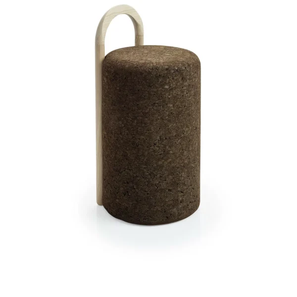 Tabouret haut design Omega Stool en liège noir naturel et bois
