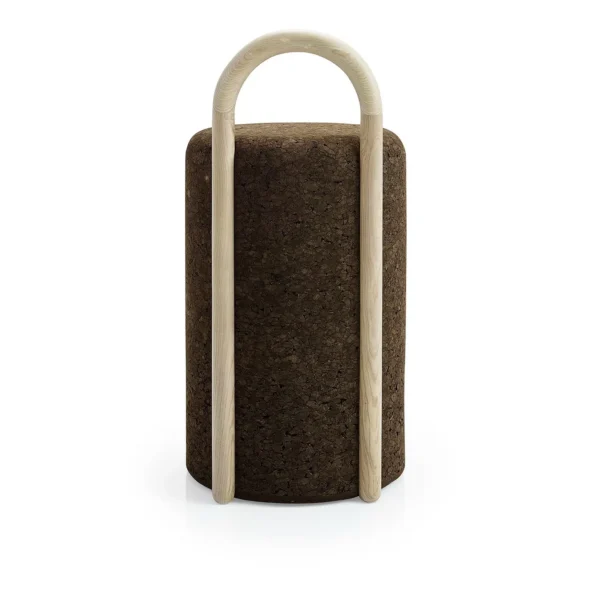 Tabouret haut design Omega Stool en liège noir naturel et bois