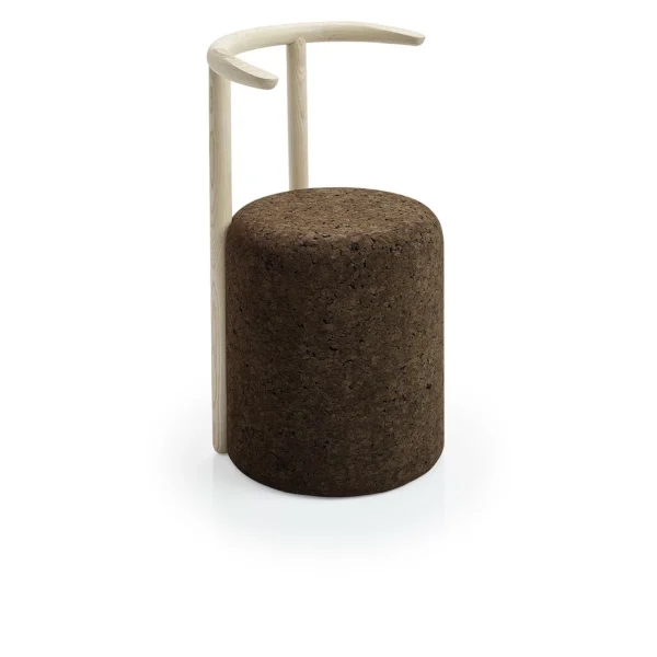 Chaise design Omega 4 en liège noir naturel et bois