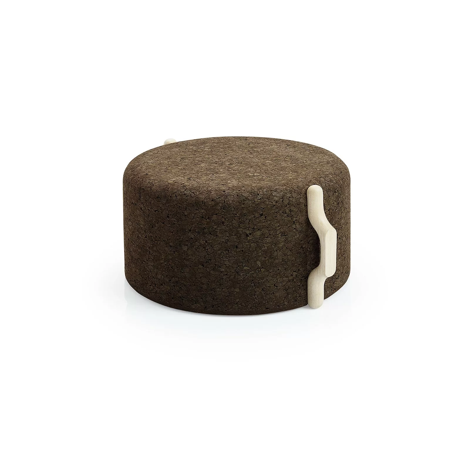 Tabouret design Omega Stool 7 en liège noir naturel et bois