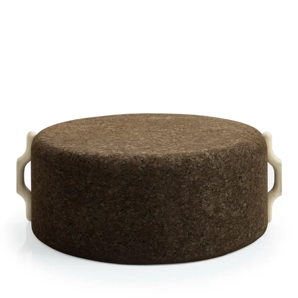 Tabouret design Omega Stool 8 en liège noir naturel et bois