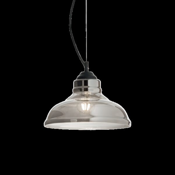 Suspension vintage Murano 1 en verre soufflé transparent