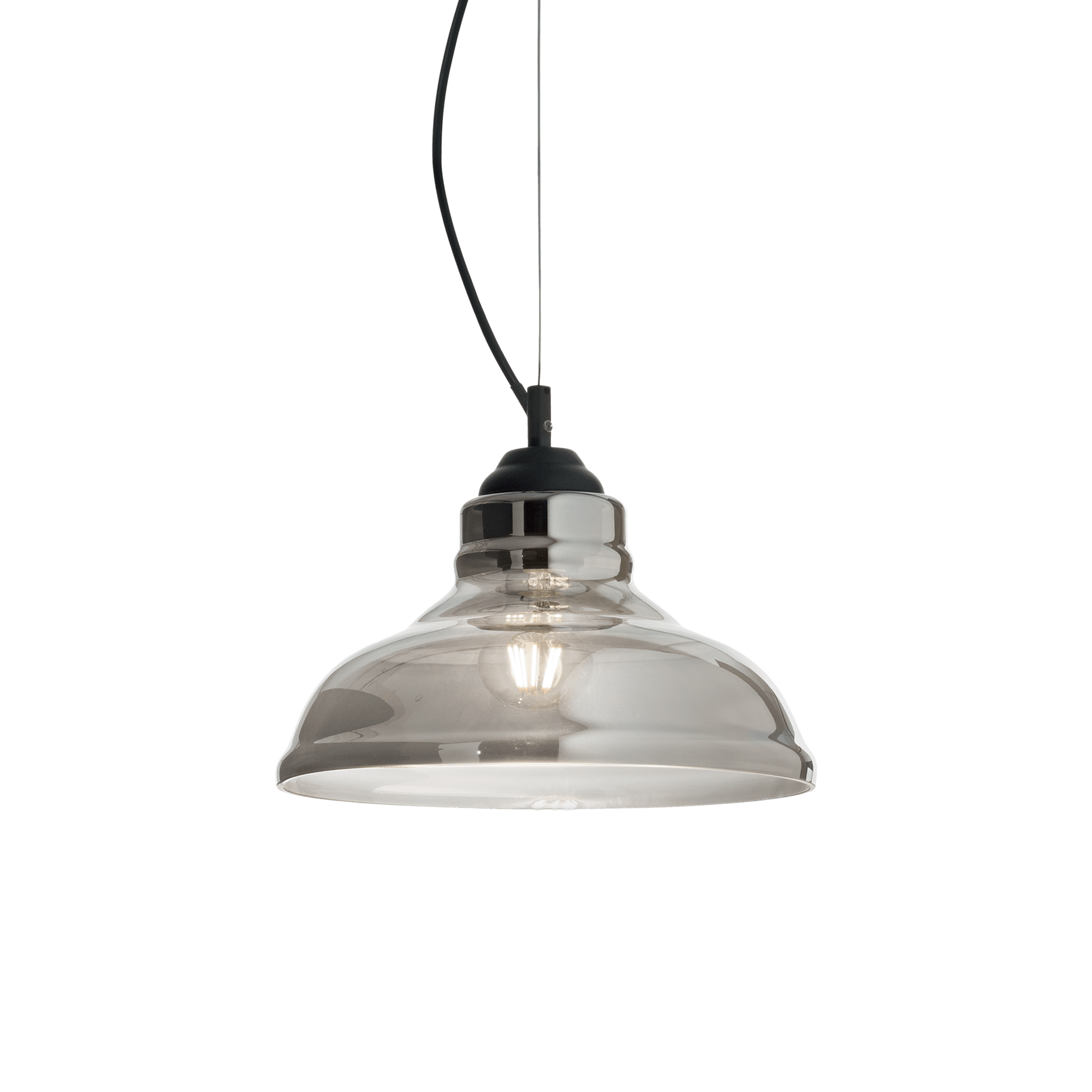 Suspension vintage Murano 1 en verre soufflé transparent