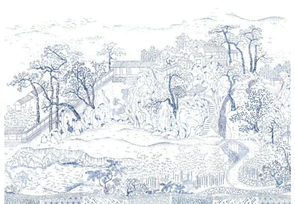 Papier peint design intissé Coromandel Indigo prêt-à-poser by Frédéric Bonnin