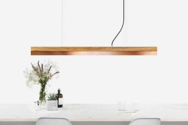 Suspension Design C1 Rectangular 122 cm cuivre et bois par Gant Light