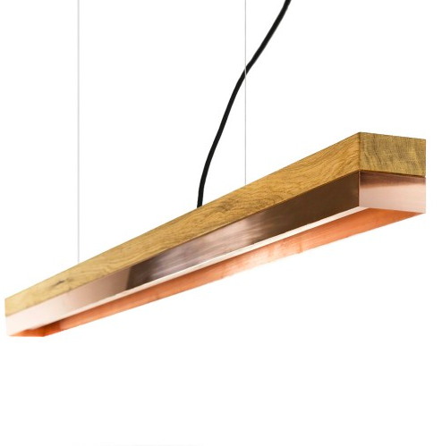 Suspension Design C1 Rectangular 122 cm cuivre et bois par Gant Light
