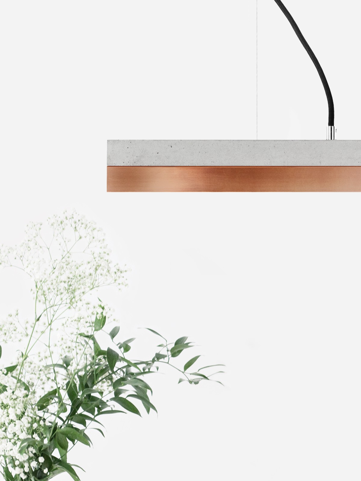 Suspension Design C2 Cuivre 92 cm en béton par Gant Light