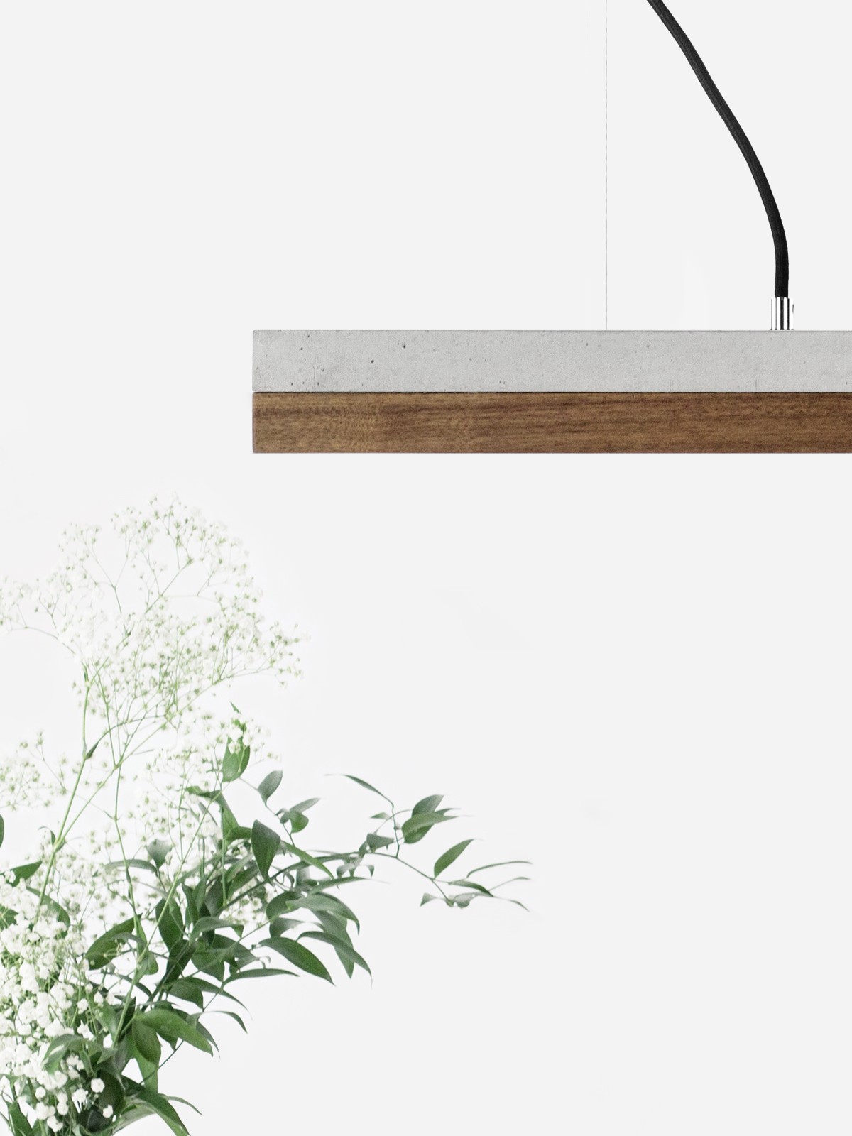 Suspension design C2 en béton et noyer 92 cm au design industriel et minimaliste par Gant Lights