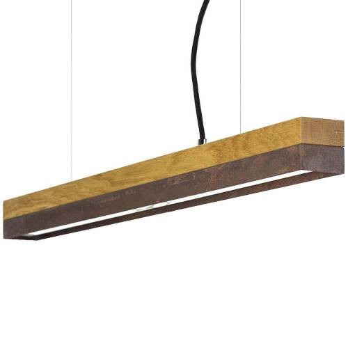 Suspension Design C2o en chêne massif et acier rouillé 92 cm par Gant light