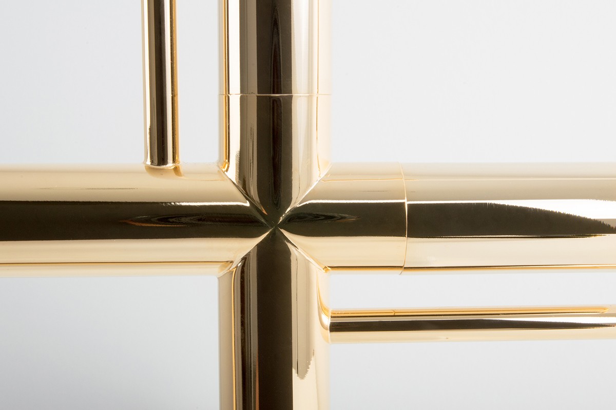Lampe Jacques Adnet Or – Lampe de Table Quadro Gold (Édition Limitée) Lampe de table Quadro Led Limited Edition Gold par Jacques Adnet pour Lumen center Italia