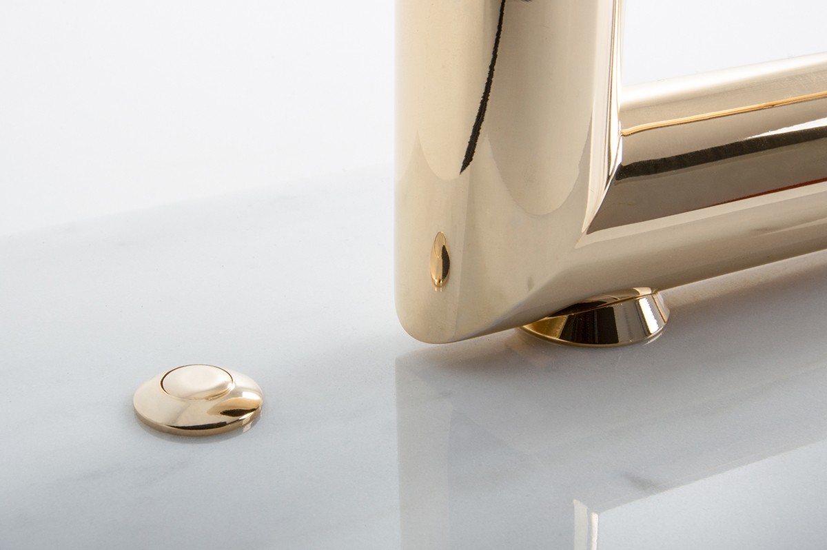Lampe Jacques Adnet Or – Lampe de Table Quadro Gold (Édition Limitée) Lampe de table Quadro Led Limited Edition Gold par Jacques Adnet pour Lumen center Italia
