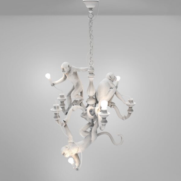 Suspension the Monkey Chandelier en résine blanc par Seletti x Marcantonio