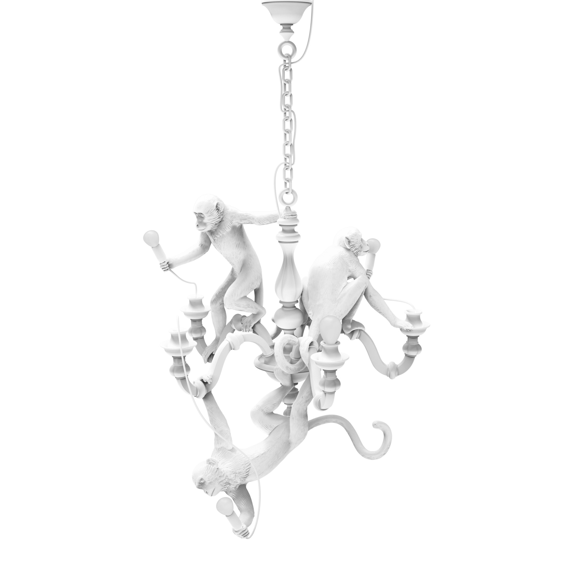 Suspension the Monkey Chandelier en résine blanc par Seletti x Marcantonio