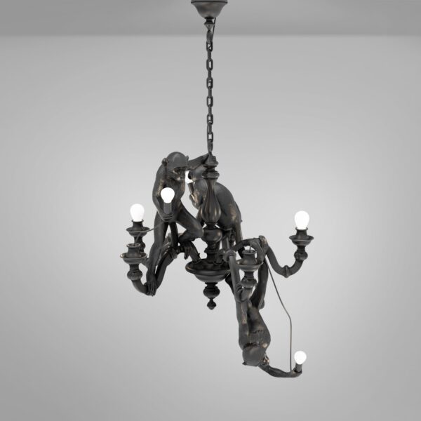 Suspension the Monkey Chandelier en résine noir par Seletti x Marcantonio
