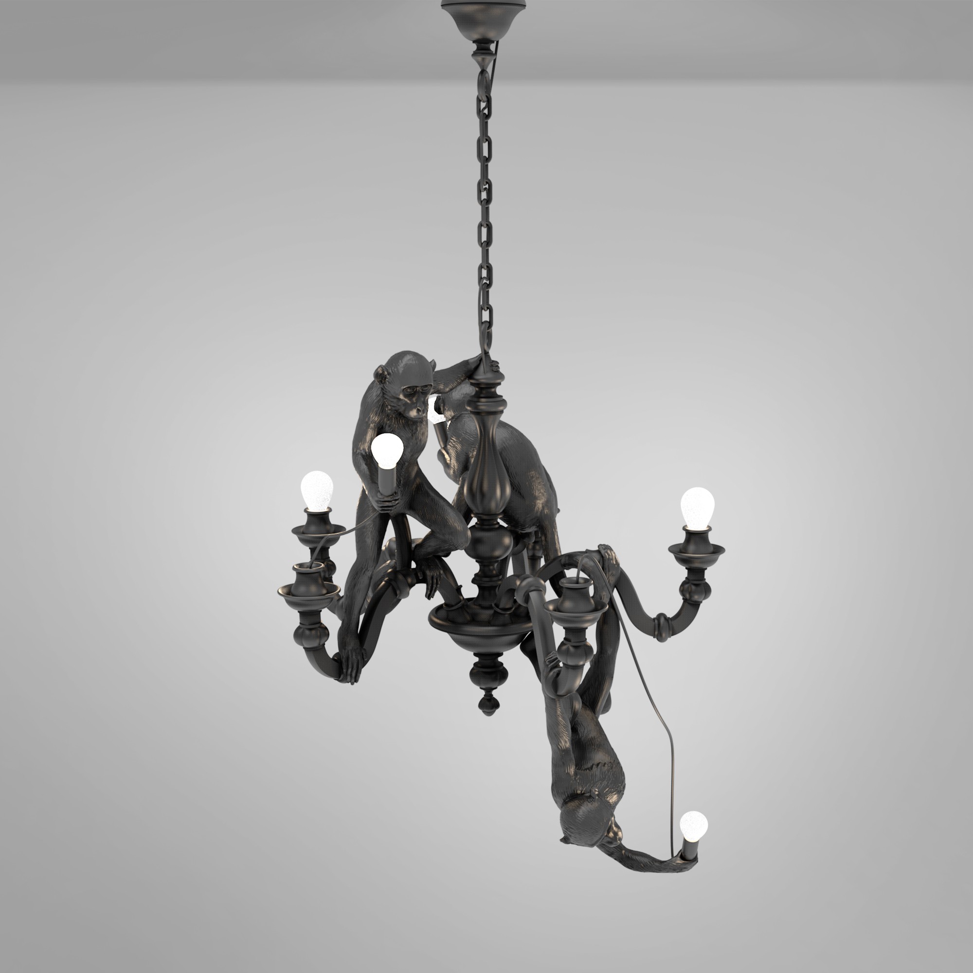 Suspension the Monkey Chandelier en résine noir par Seletti x Marcantonio