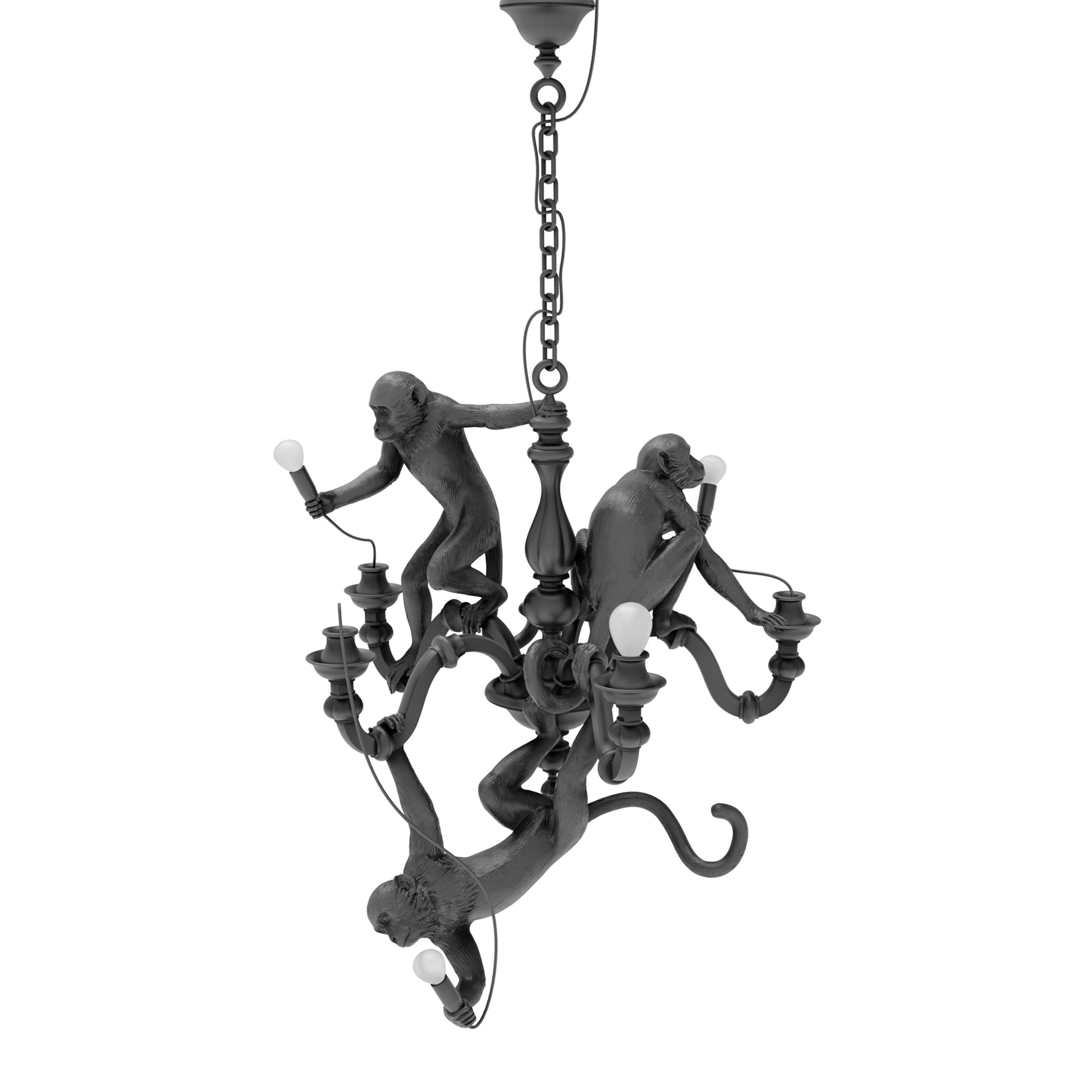Suspension the Monkey Chandelier en résine noir par Seletti x Marcantonio