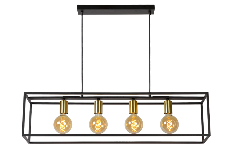 Suspension 4 lumières Edra en métal et laiton au design industriel