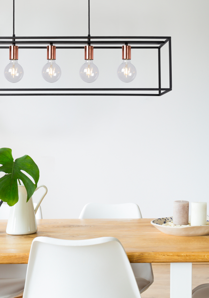 Suspension 5 lumières Erida en métal et laiton au design industriel