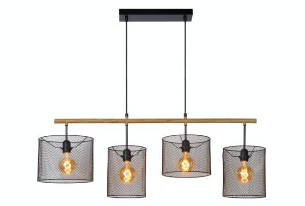 Suspension Parker en métal et bois au design industriel