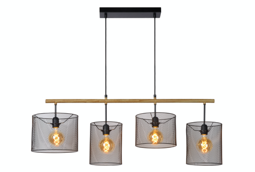 Suspension Parker en métal et bois au design industriel