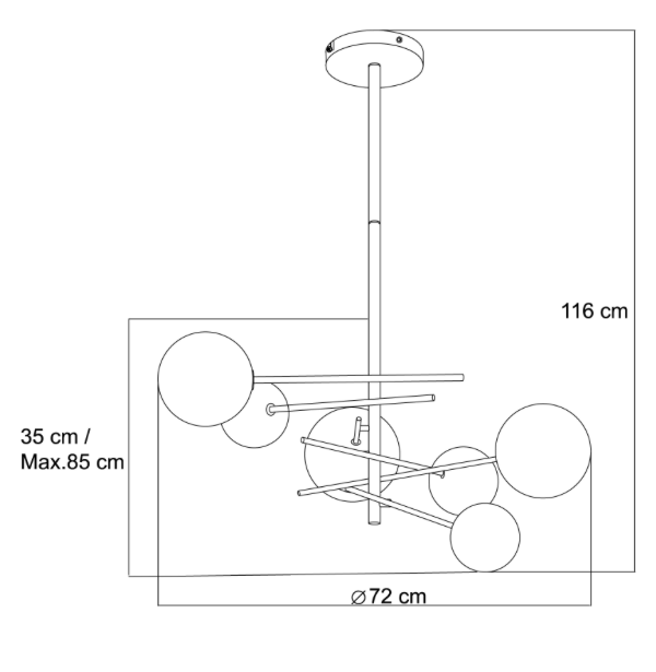 Suspension Enive en verre fumé et laiton Suspension Enive en verre fumé et laiton