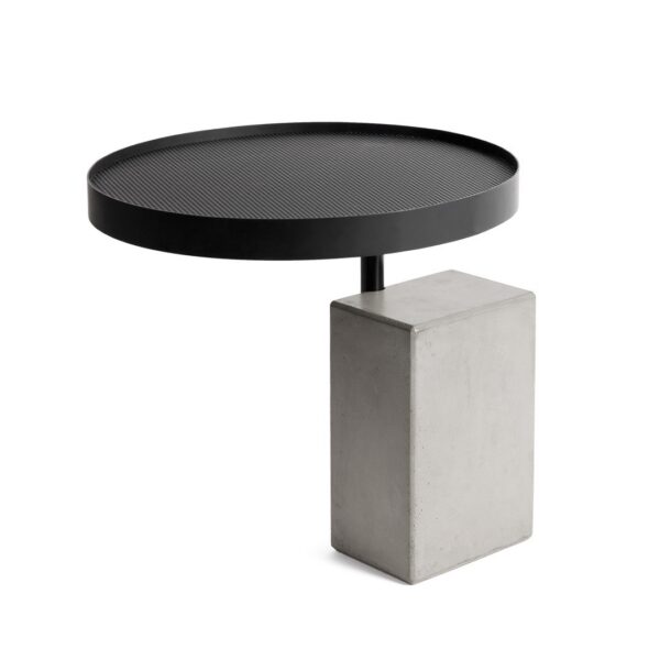 Table d’appoint Twist avec plateau en béton et piètement métal laqué noir au style industriel par Lyon Beton