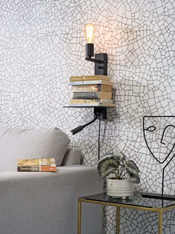 Applique murale étagère Florence avec chargeur USB et liseuse en métal au design naturel par It's About Romi