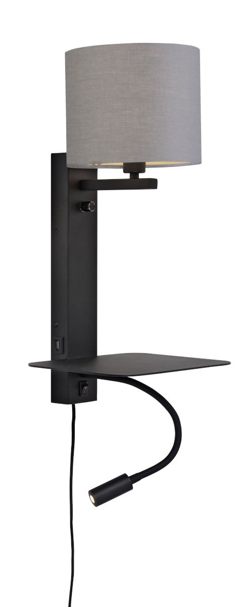 Applique murale étagère Florence avec abat-jour et chargeur USB et liseuse en métal au design naturel par It's About Romi Applique murale étagère Florence avec abat-jour et chargeur USB et liseuse en métal au design naturel par It's About Romi