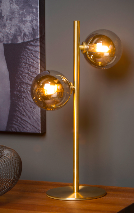 Lampe à poser Gery en verre fumé et laiton au design chic Lampe à poser Gery en verre fumé et laiton au design chic