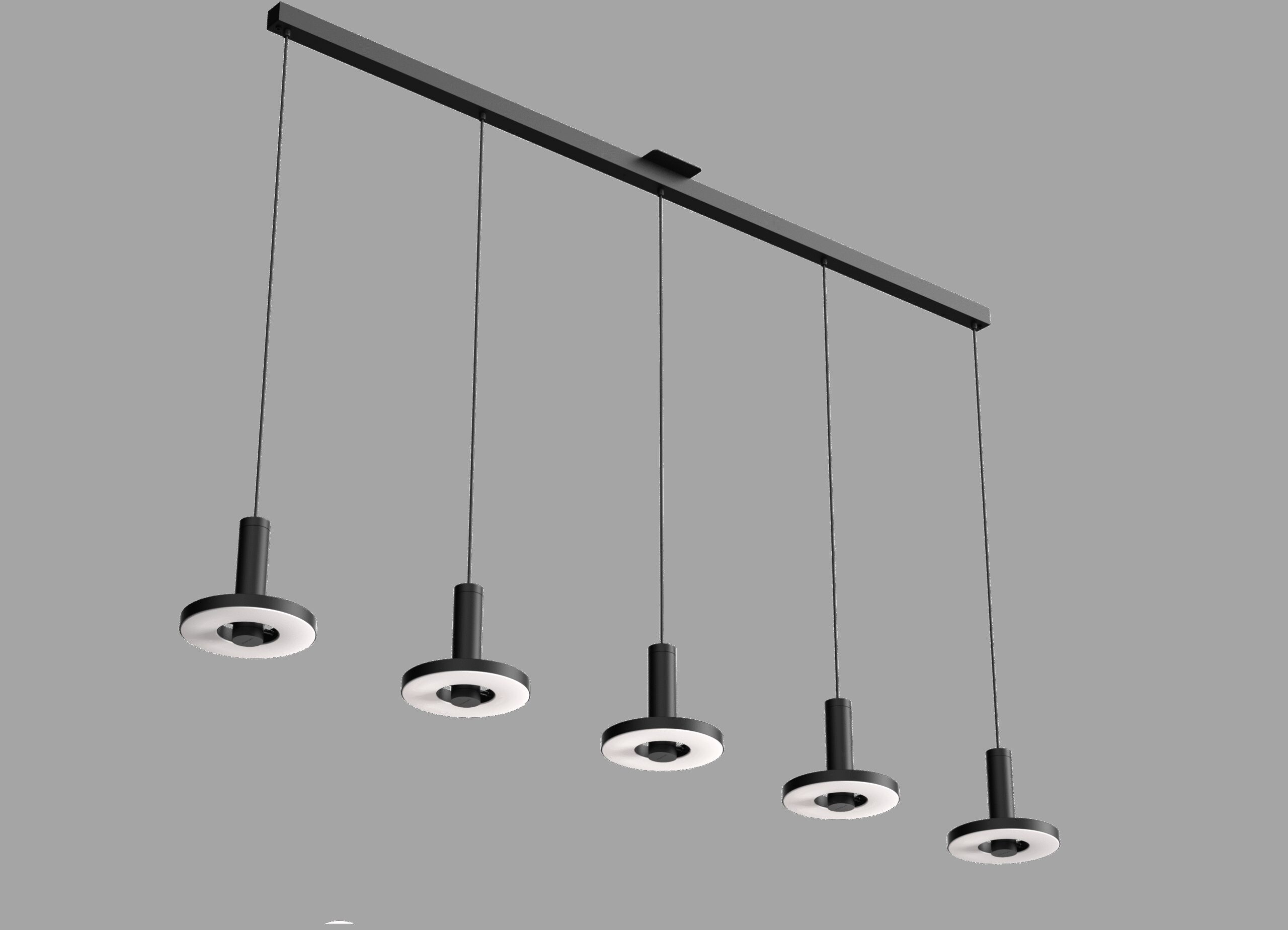 Suspension Beads in line 5 sources en aluminium au design industriel par Anton de Groof X Tonone