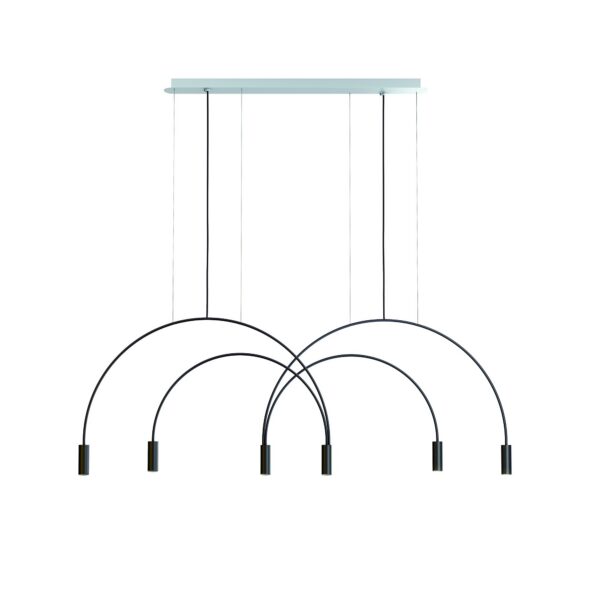 Suspension LED en aluminium - 4 arceaux - 6 lumières - Volta par Estiluz
