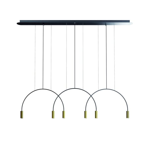 Suspension LED en aluminium - 3 arceaux - 6 lumières - Volta par Estiluz