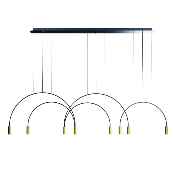 Suspension LED en aluminium - 5 arceaux - 8 lumières - Volta par Estiluz