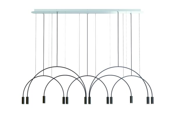 Suspension LED en aluminium - 7 arceaux - 12 lumières - Volta par Estiluz