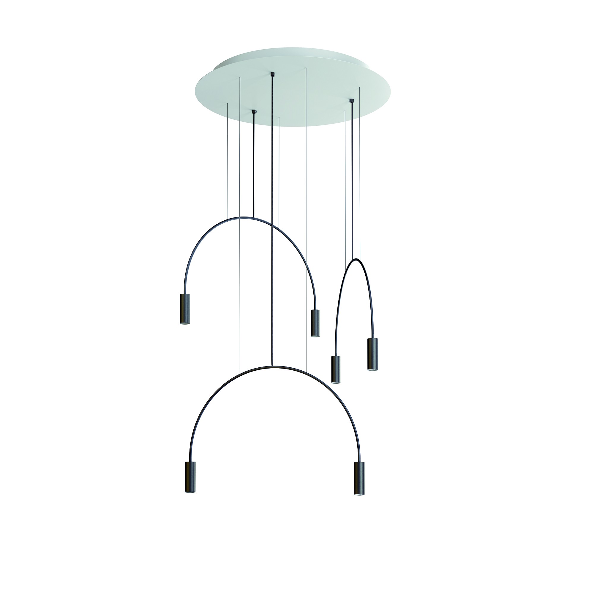 Suspension LED en aluminium - Pavillon rond - 3 arceaux - 6 lumières - Volta par Estiluz